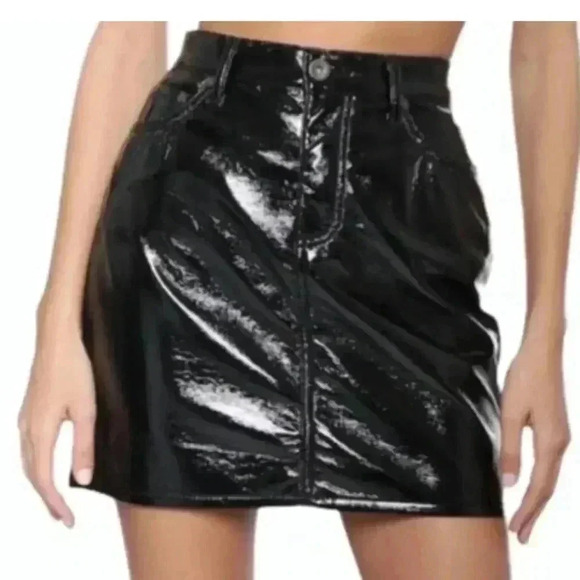 Pistola Faux Leather Mini Skirt Black NWOT Size 27 - Picture 1 of 5